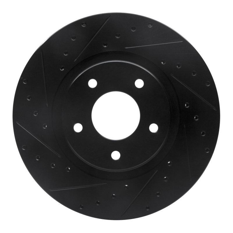 Jaguar XK8 Brake Rotor (1) - Front Left - R1 Concepts - Drilled & Slotted - Black - `98-`06